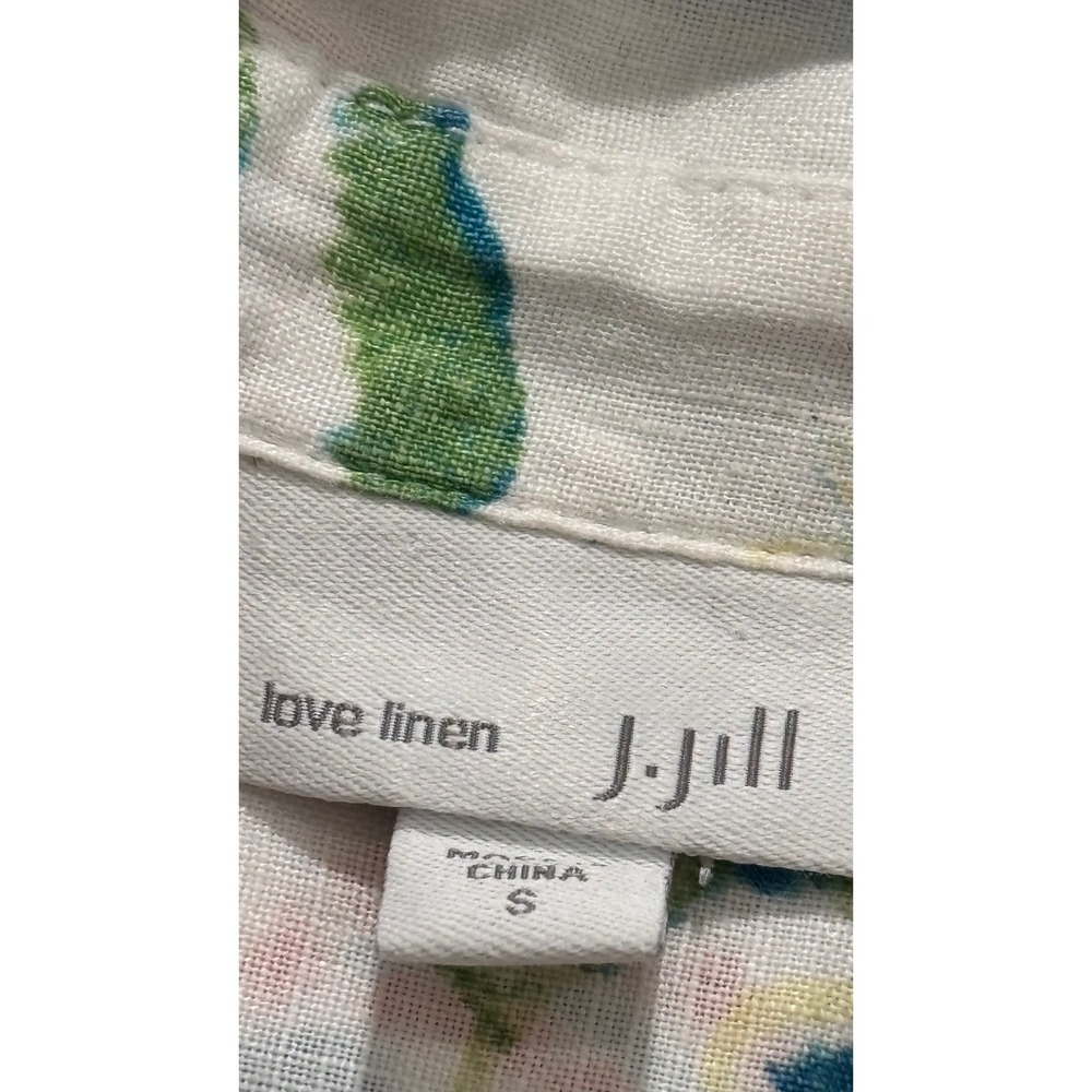 J. Jill Love Linen Sleeveless Floral Button Down Tunic Top White Small - Picture 5 of 5